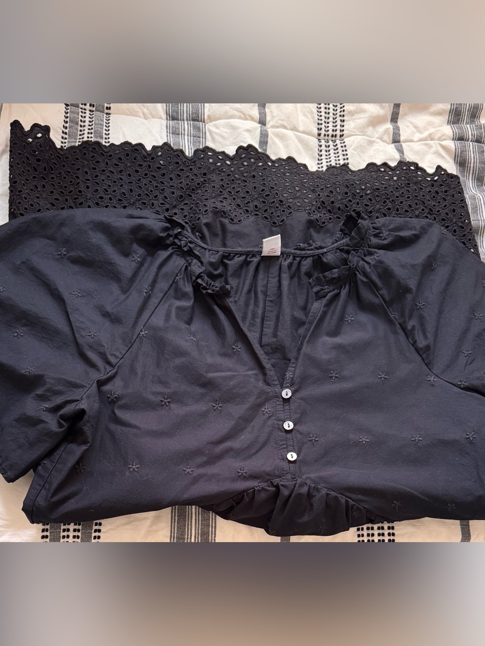 Black Eyelet-Hem Dress